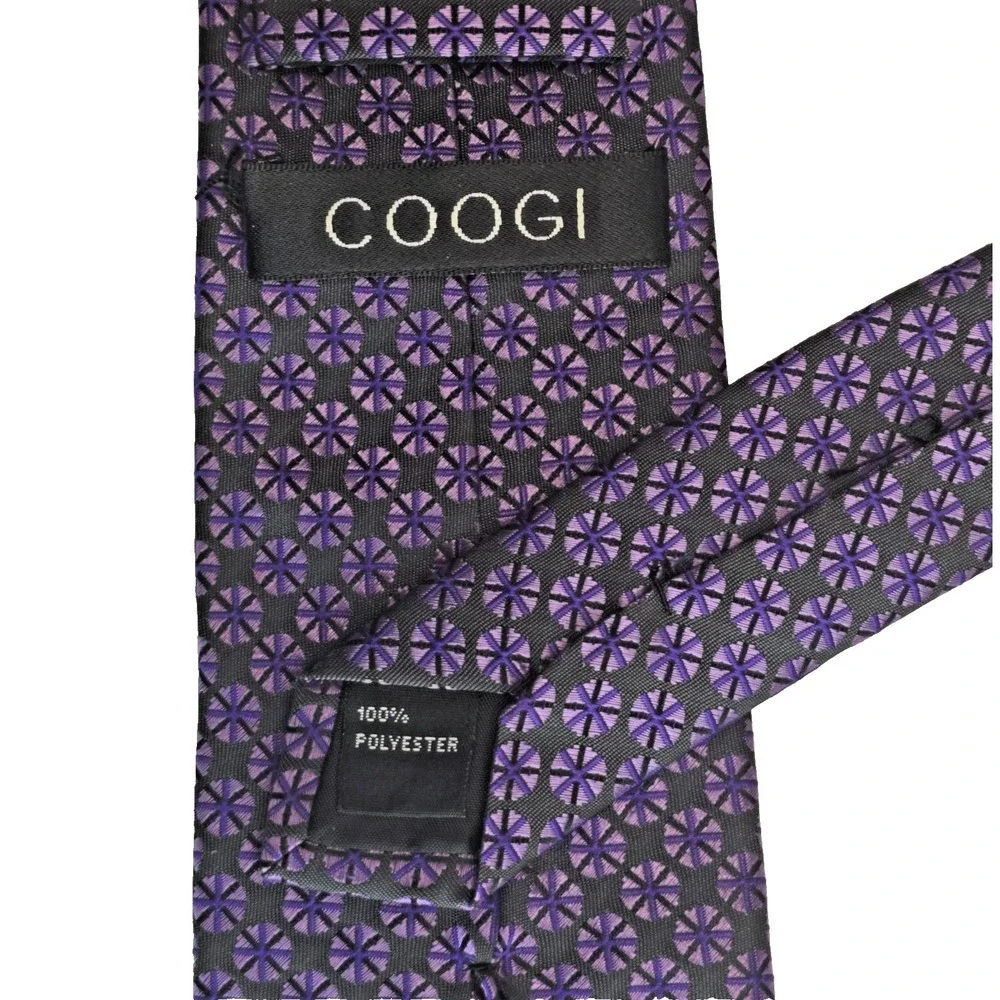 Coogi Violet Black Geometric Tie Polyester Bold Designer Dress 61.2 x 3.1 Art - Picture 4 of 6